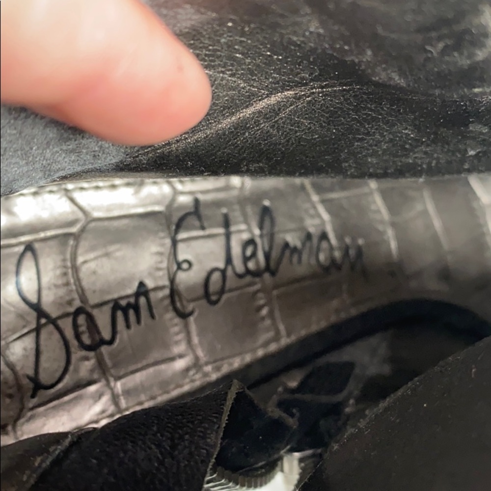 SAM EDELMAN “QUANTAM” Embellished Laced Suede Heel - Picture 14 of 16